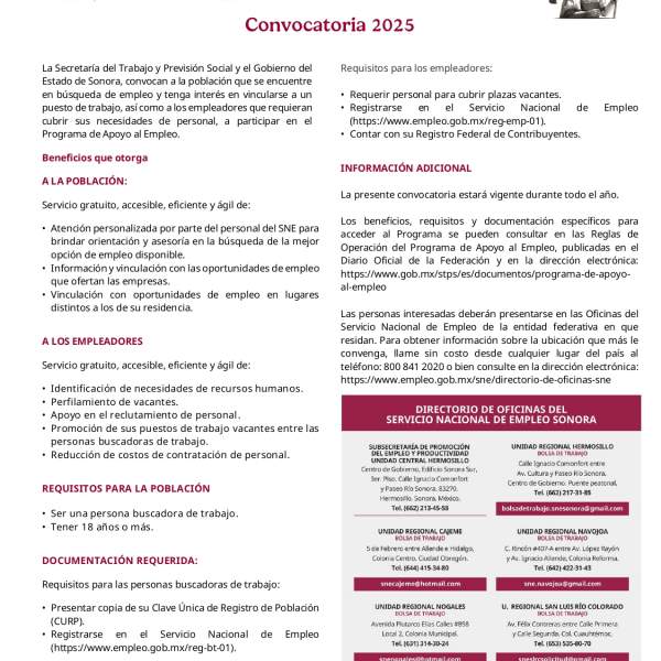 Convocatoria Programa de Apoyo al Empleo 2025